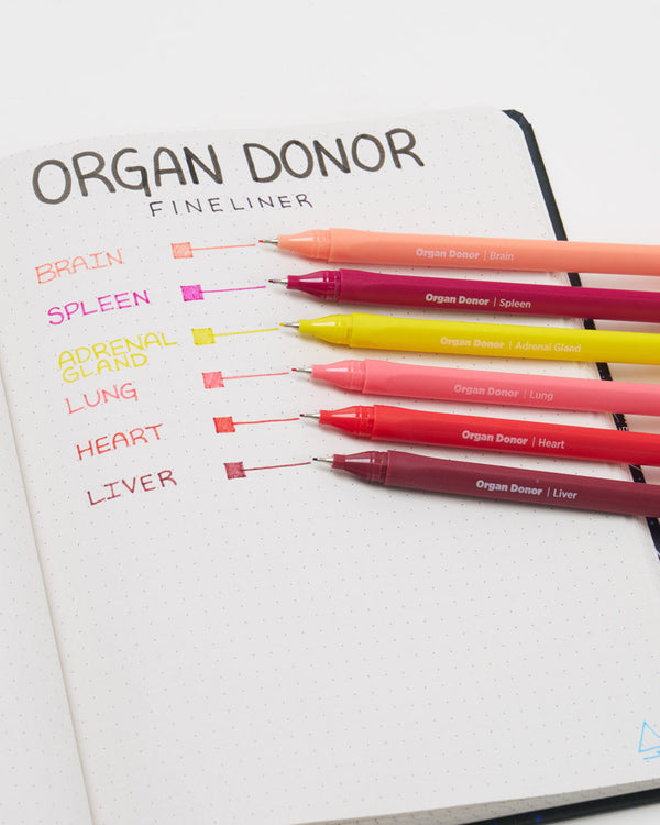 Organ Donor Fineliner Pens Pack