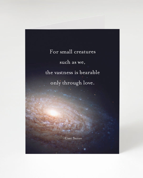 Vastness bearable through love astronomy greeting card by Cognitive Surplus, 100% recycled paper