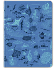 Marine animals hardcover dot grid notebook by Cognitive Surplus, sea blue, 100% recycled paper