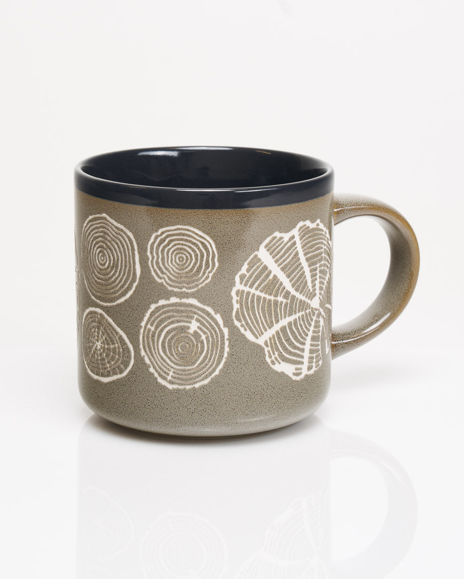 Tree Rings Hand Carved 15 oz Ceramic Mug
