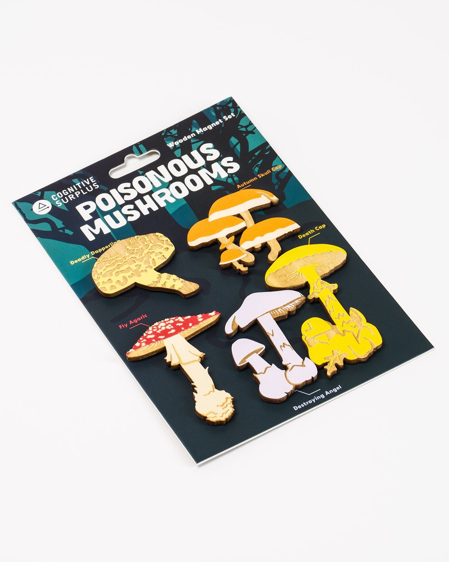 Poisonous Mushrooms Wooden Magnet Set