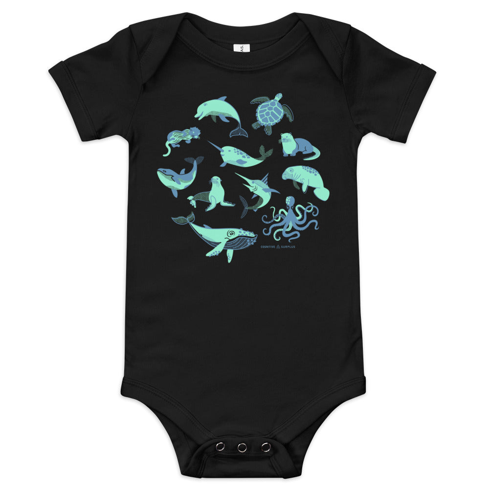 Retro Marine Life Baby Bodysuit