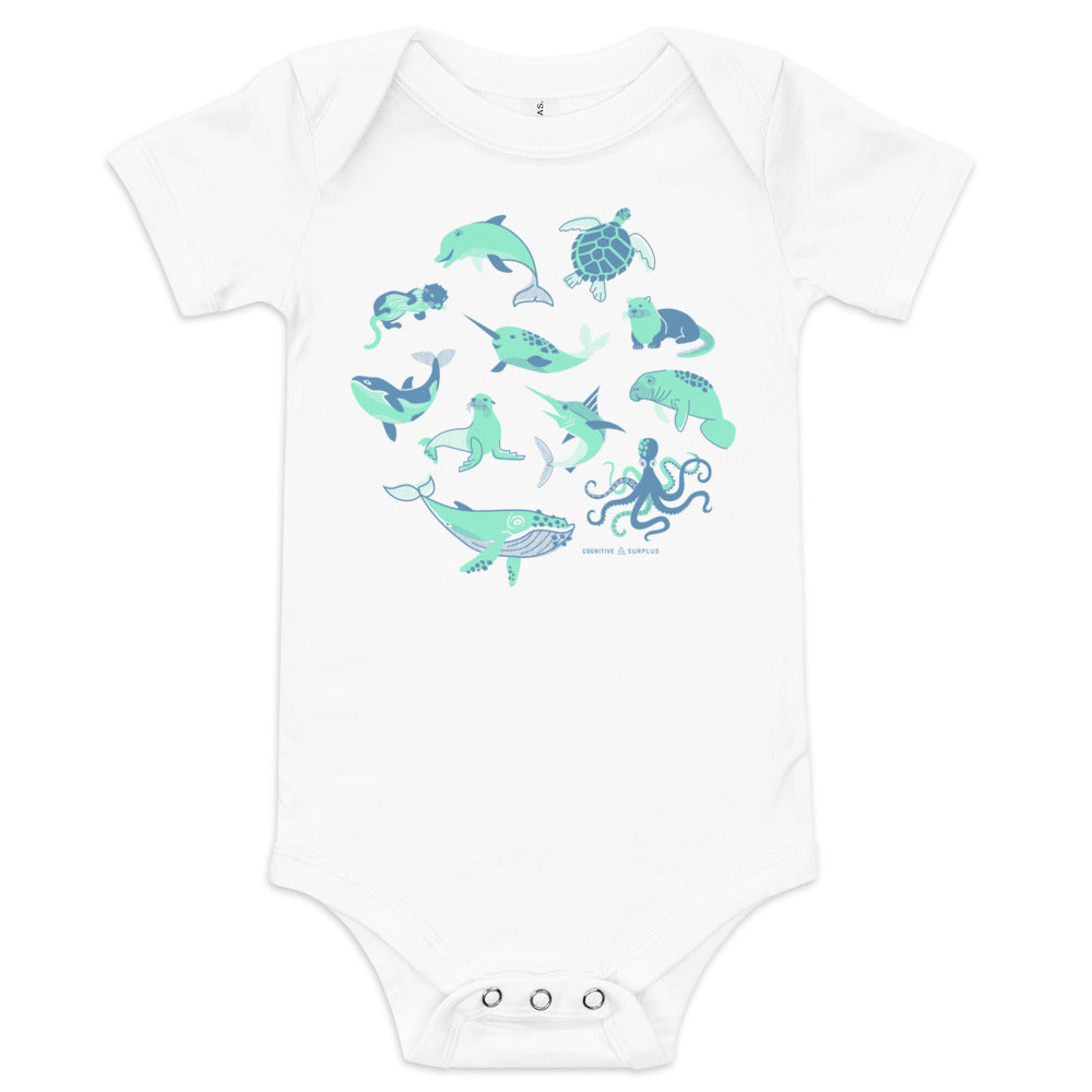 Retro Marine Life Baby Bodysuit