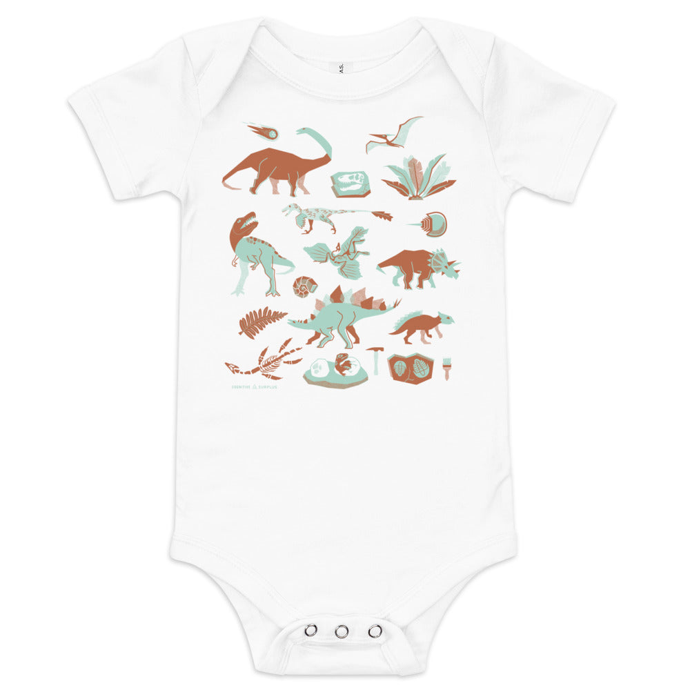 Retro Paleontology Baby Bodysuit