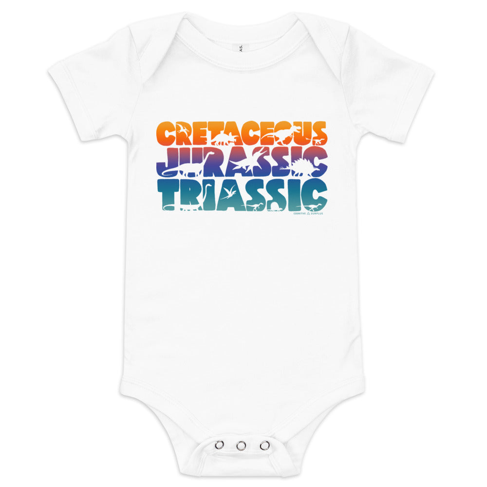 Eras of Dinosaurs Baby Bodysuit