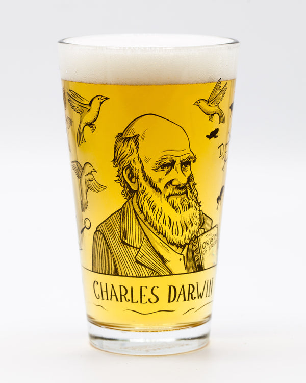 Charles Darwin pint glass by Cognitive Surplus, beer pint glass