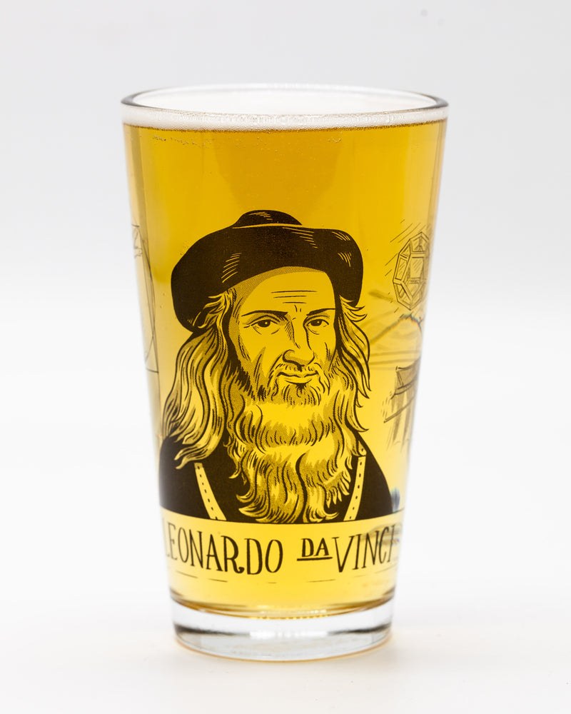 Leonardo DaVinci pint glass by Cognitive Surplus, beer pint glass