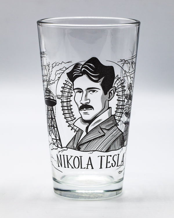 Nikola Tesla pint glass by Cognitive Surplus