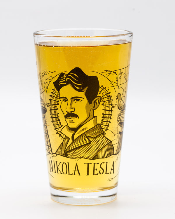 Nikola Tesla pint glass by Cognitive Surplus, beer pint glass