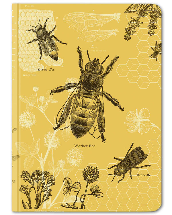 Bees mini hardcover dot grid notebook by Cognitive Surplus, 100% recycled paper, black and yellow