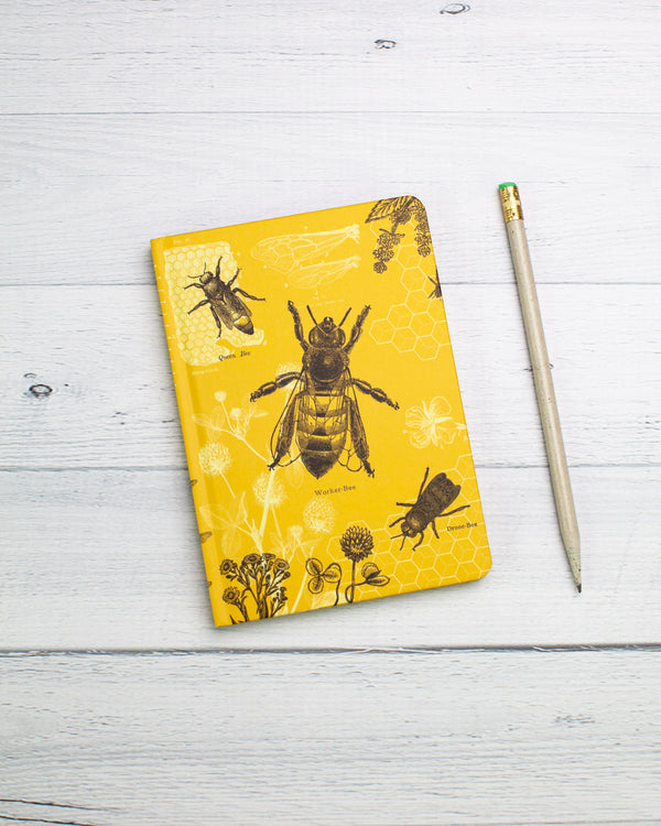 Bees mini hardcover recycled notebook by cognitive surplus