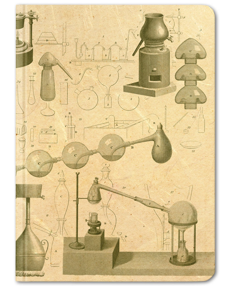Chemistry Laboratory mini hardcover dot grid notebook by Cognitive Surplus, manila yellow and olive green, 100% recycled paper
