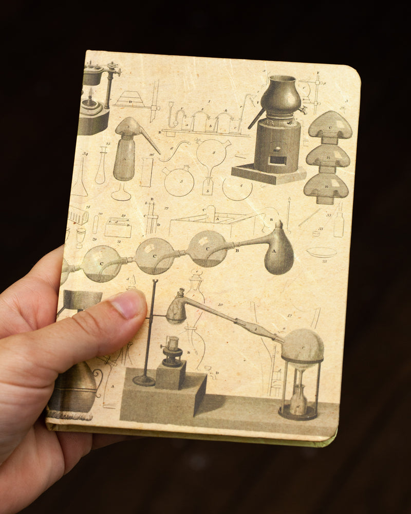 Chemistry Lab mini hardcover notebook by Cognitive Surplus, pictured in hand