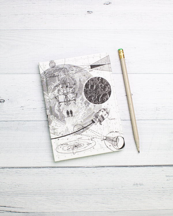 Moon landing mini hardcover recycled notebook by cognitive surplus