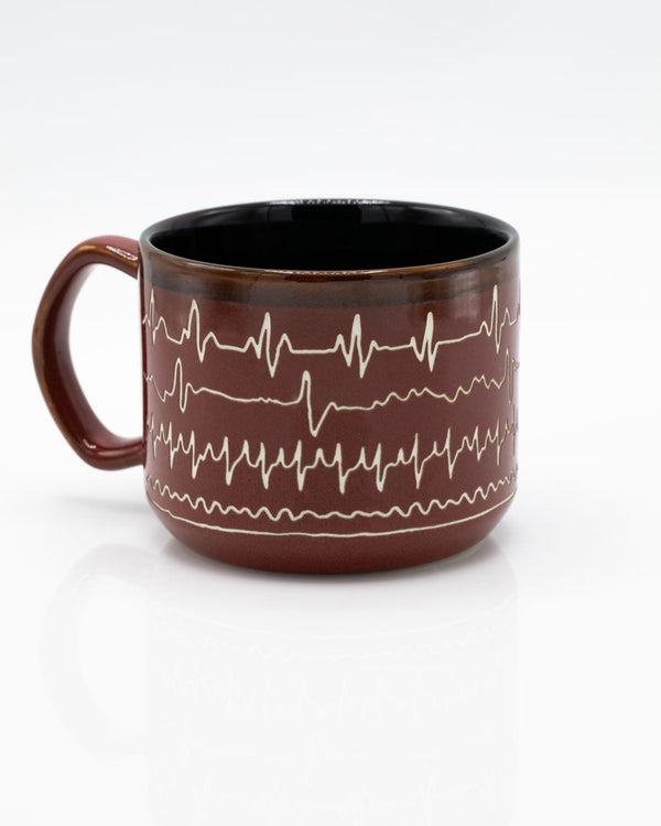 Heartbeat Hand Carved 15 oz Ceramic Mug