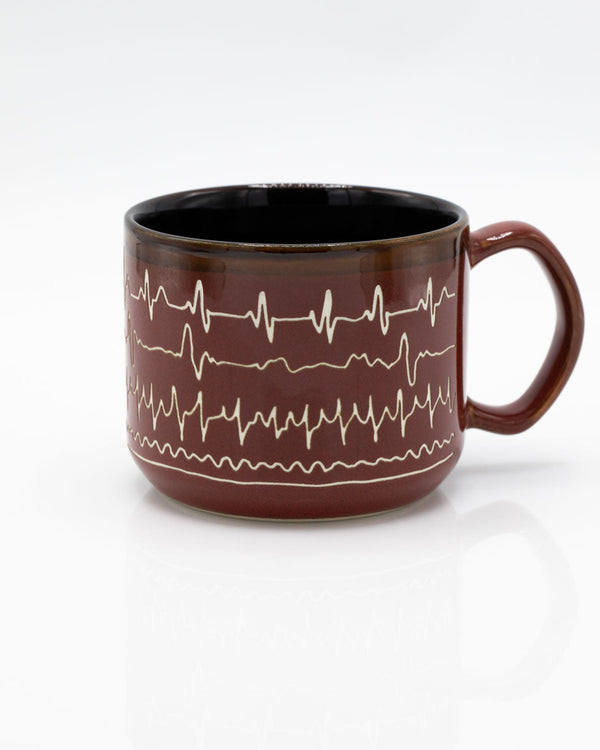 Heartbeat Hand Carved 15 oz Ceramic Mug