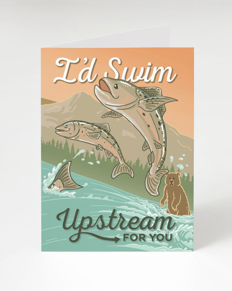 Swim upstream greeting card by Cognitive Surplus, 100% recycled paper
