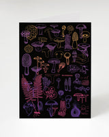 Neon Mushrooms Greeting Card