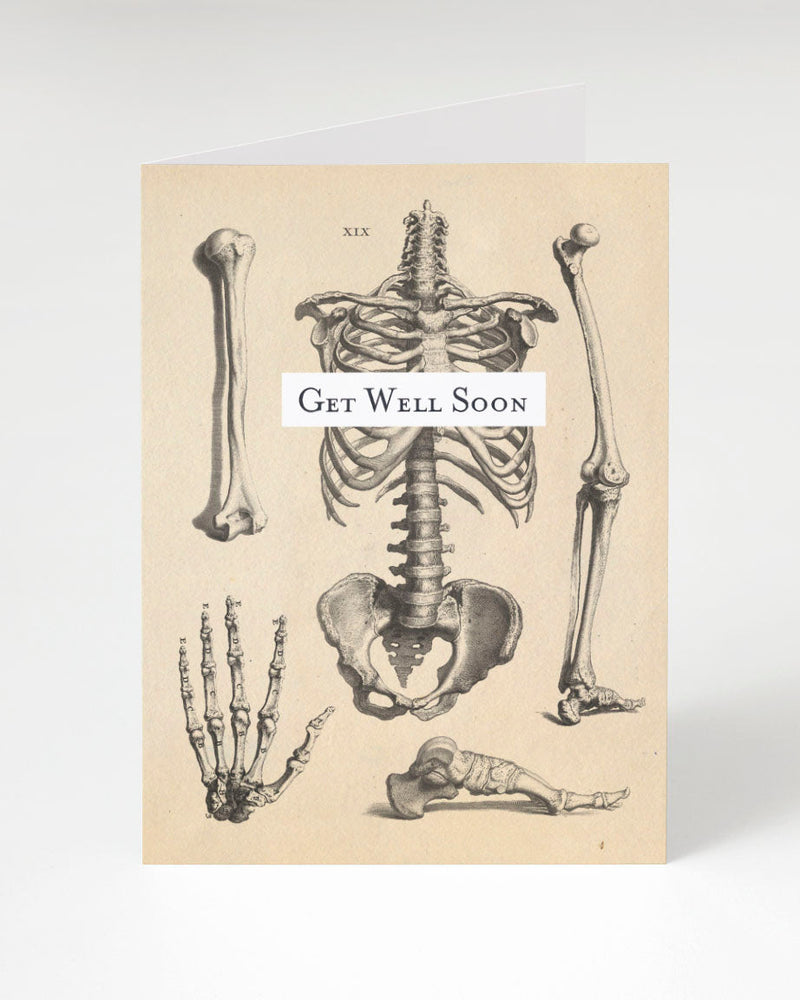 Skeleton Get Well greeting card by Cognitive Surplus, 100% recycled paper