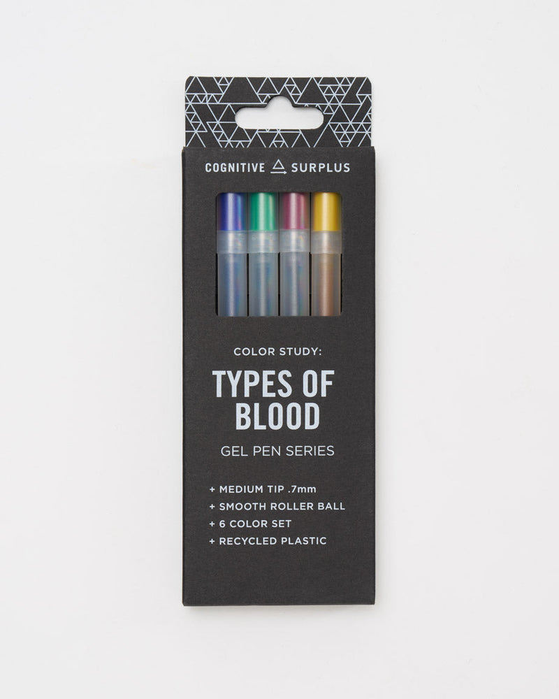 Types of Blood Neon Gel Pens Pack