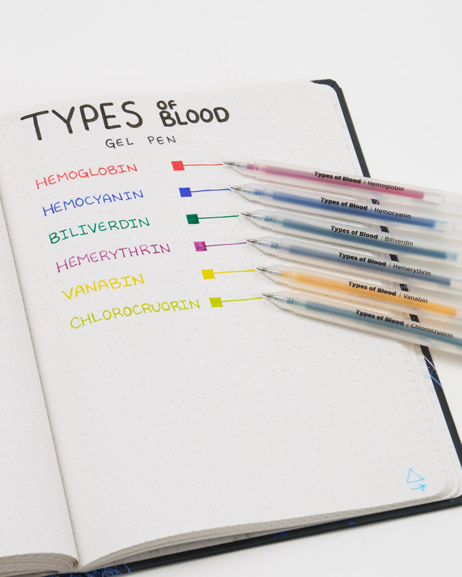 Types of Blood Neon Gel Pens Pack