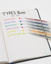 Types of Blood Neon Gel Pens Pack