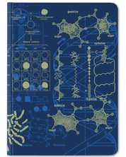 Genetics DNA Hardcover dot grid notebook by Cognitive Surplus, blue and yellow, 100% recycled paper