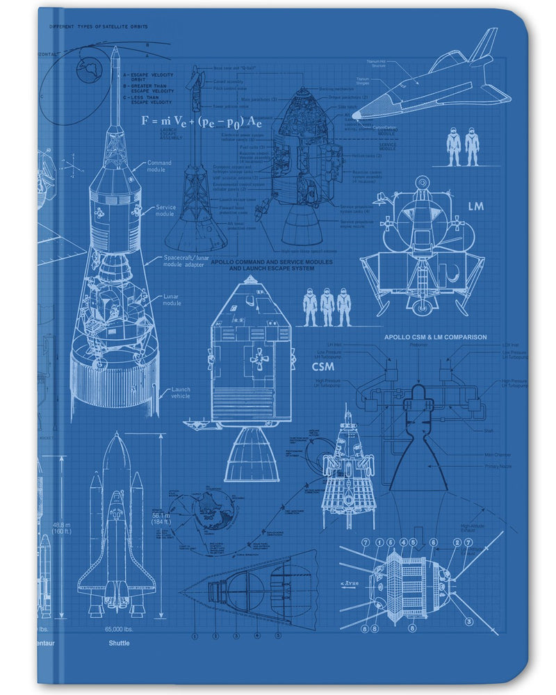 Rocketry hardcover dot grid notebook by Cognitive Surplus, blue, 100% recycled paper