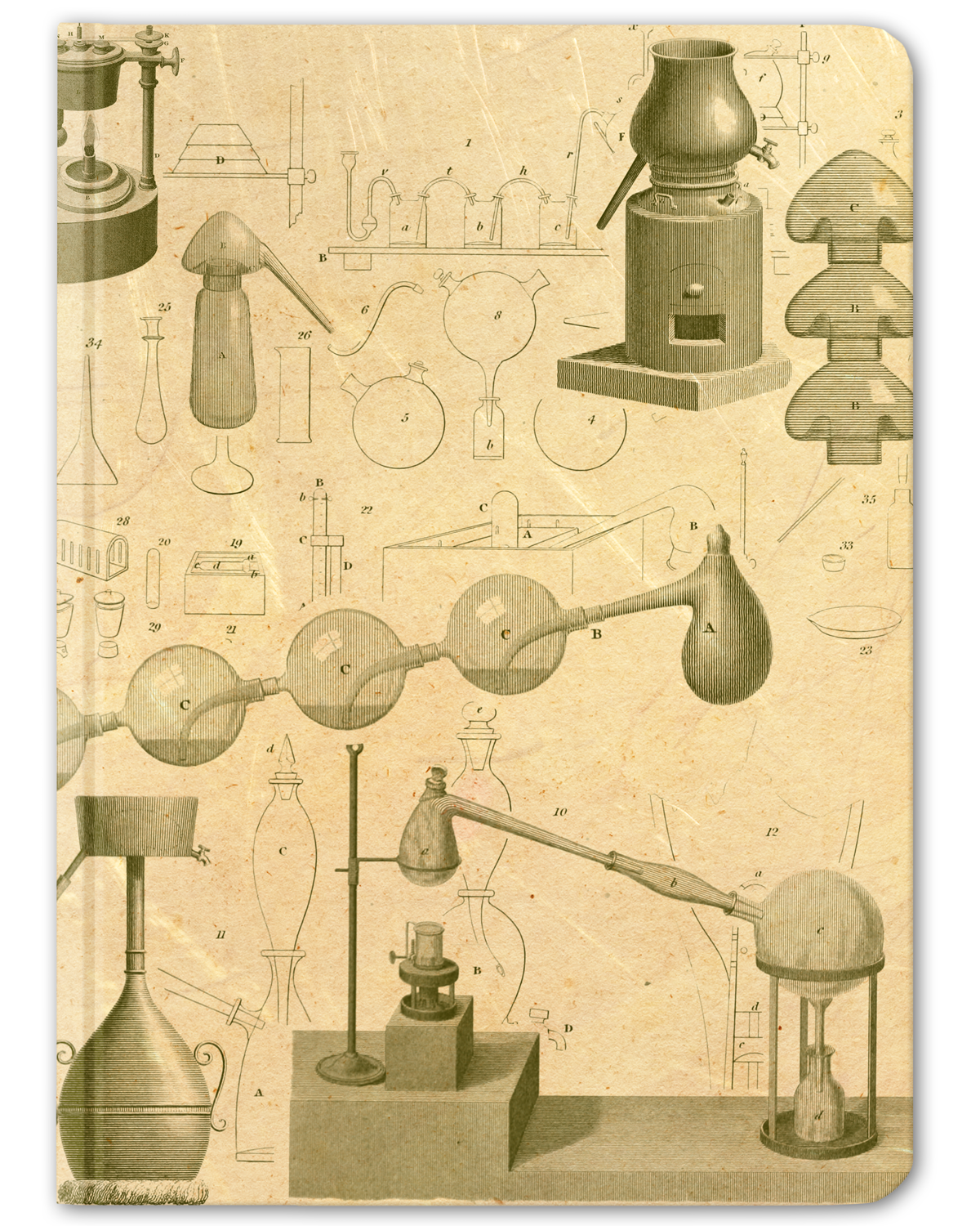 Chemistry Laboratory hardcover dot grid notebook by Cognitive Surplus, manila yellow and olive green, 100% recycled paper