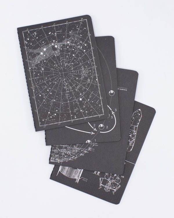 Lunar Landing: Space Exploration Pocket Notebook 4-pack