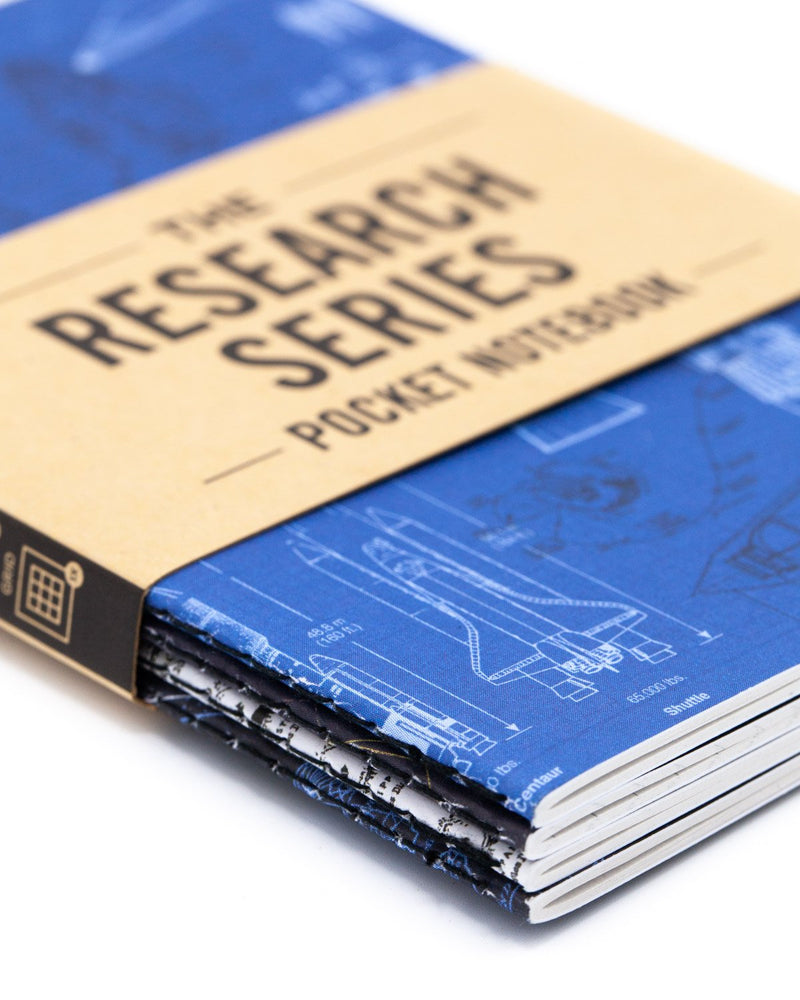Space Science research 4 pack by Cognitive Surplus, mini softcover, close up, detail, 100% recycled paper, field notes