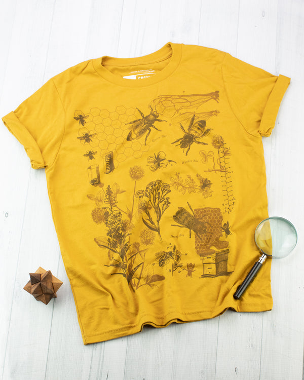 Honey Bee Scientific Illustration Youth Tee