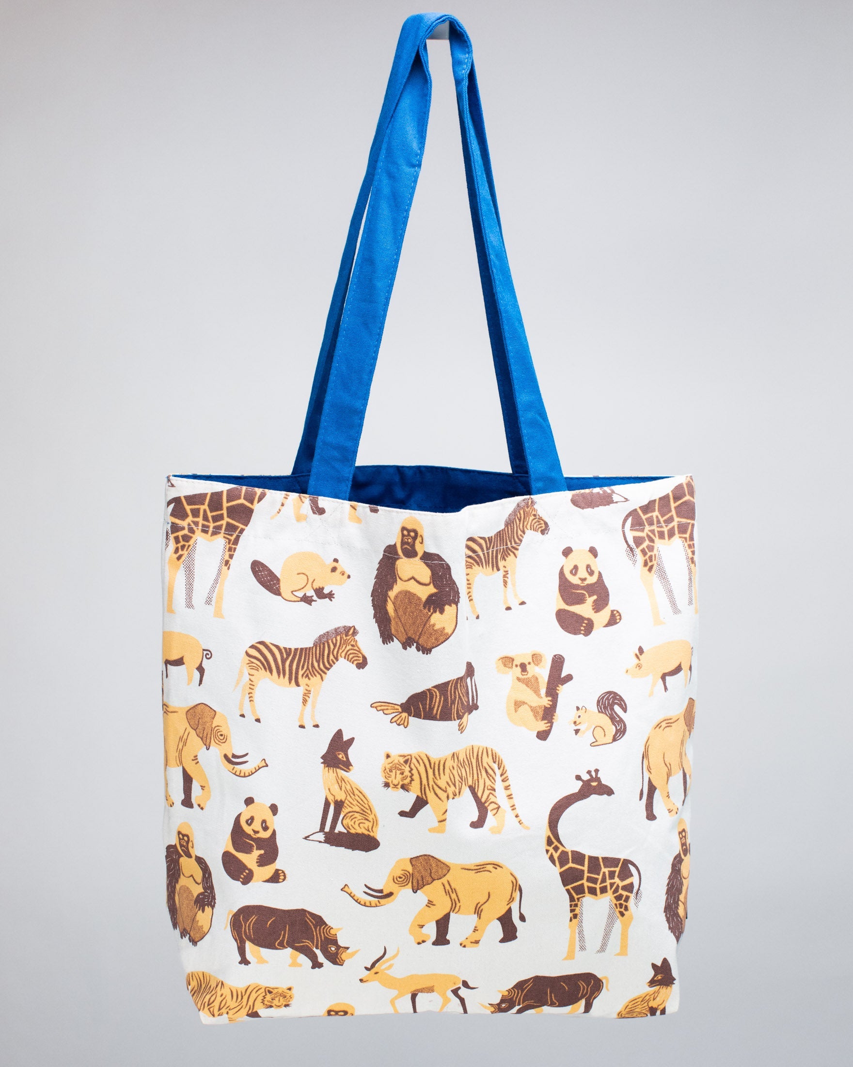 Retro Mammals Canvas Shoulder Tote