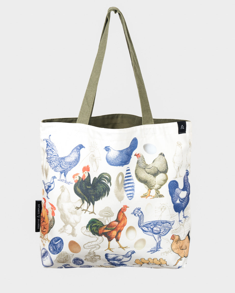 Chickens & Eggs Canvas Shoulder Tote