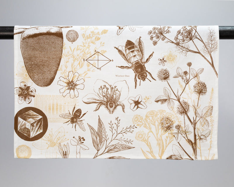 Honey Bee Printed Tea Towel