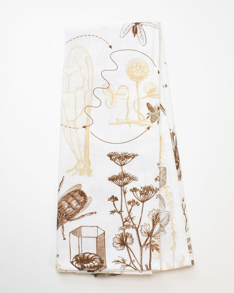Honey Bee Printed Tea Towel