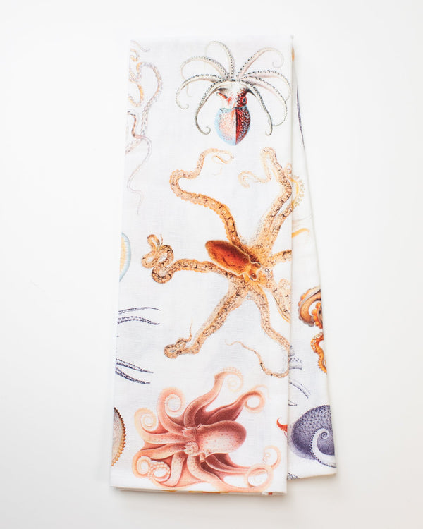 Octopus & Squid Printed Tea Towel