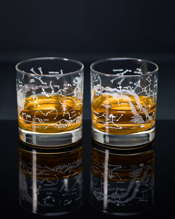 Night Sky Star Chart Double Old-Fashioned Glasses (Pair)